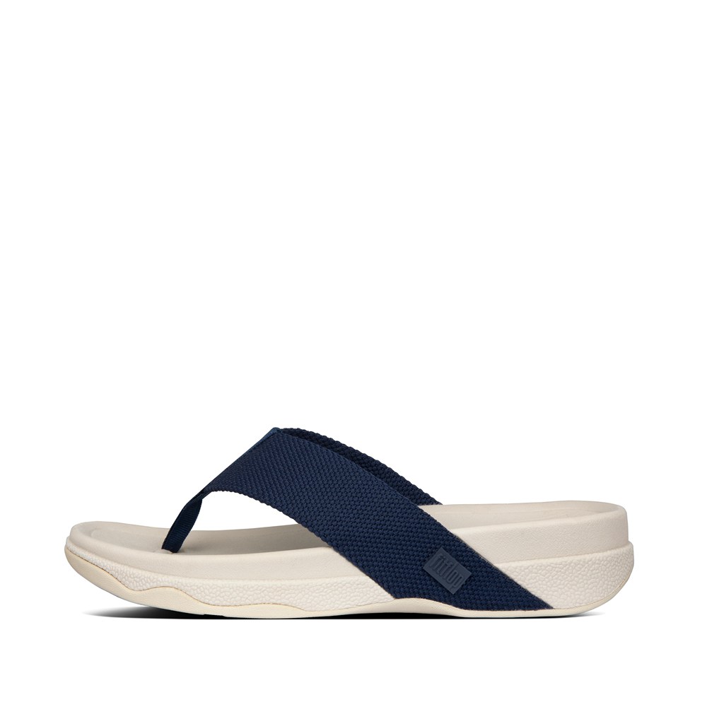 Fitflop Mens Sandals - Surfer Toe-post - Navy/Beige - 095-UPOSWA